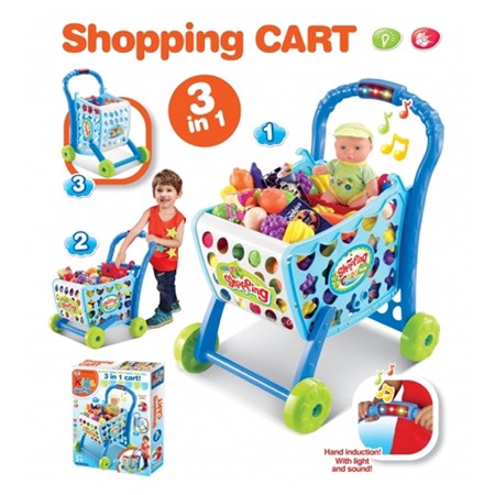 Children's shopping basket G21 with accessories BLUE