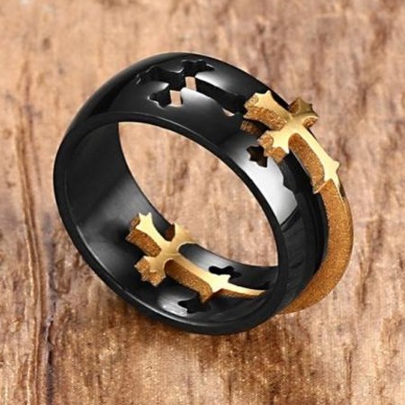 Prsten Dark černá/zlatá barva 67mm, pánský