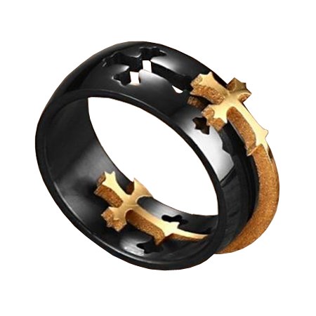 Prsten Dark černá/zlatá barva 72mm, pánský