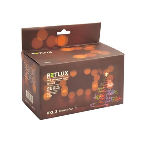 Řetěz vánoční 150 LED 20m barevná IP44 RETLUX RXL3