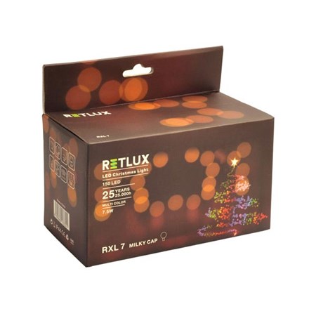 Řetěz vánoční 150 LED 20m barevná IP44 kuličky RETLUX RXL7