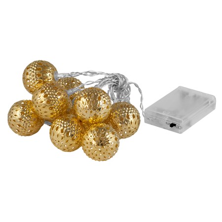 Řetěz vánoční  kovové koule 10 LED 1,5m 2xAA Metal Balls WW RETLUX RXL 51 zlaté