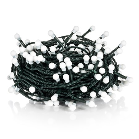 Řetěz vánoční  10m, studená bílá, IP44,  cherry, 8 funkcí, RETLUX RXL164