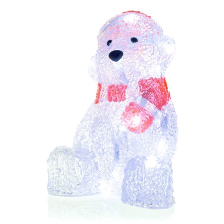 Vánoční dekorace Medvěd akryl, studená bílá, 135x190x95mm, RXL 152 IP44