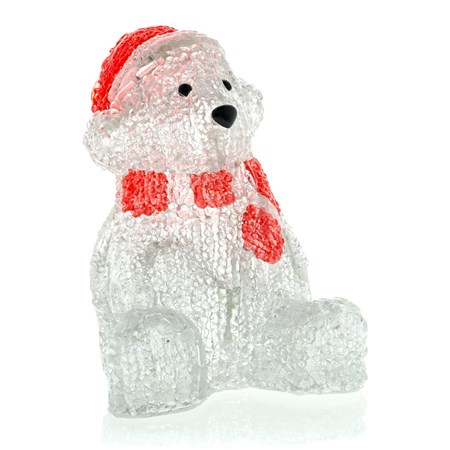 Vánoční dekorace Medvěd akryl, studená bílá, 135x190x95mm, RXL 152 IP44
