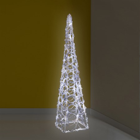 Vánoční dekorace Jehlan - bílá vánoční věž, 30 LED, 3xAA