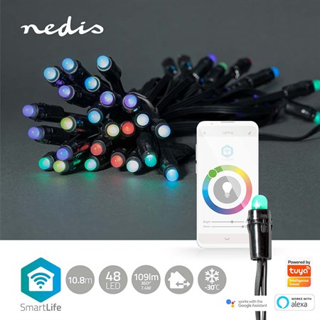 Smart LED vianočný reťaz NEDIS WIFILP01C48 10,8m WiFi Tuya