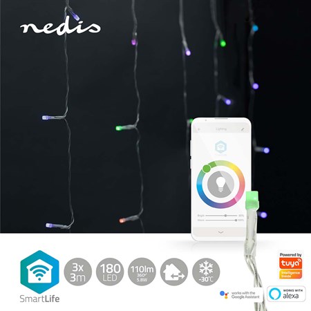 Smart LED vianočný reťaz NEDIS WIFILXC01C180 3m WiFi Tuya
