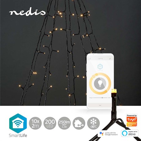Smart LED Christmas chain NEDIS WIFILXT01W200 10x2m WiFi Tuya