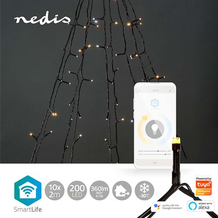 Smart LED vianočnÝ reťaz NEDIS WIFILXT02W200 10x2m WiFi Tuya