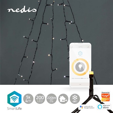 Smart LED vánoční řetěz NEDIS WIFILXT11W200 5x4m WiFi Tuya