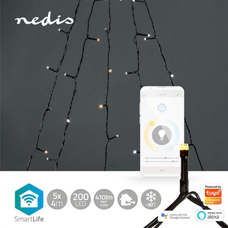 Smart LED vianočný reťaz NEDIS WIFILXT12W200 5x4m WiFi Tuya