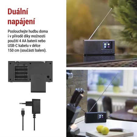 Portable radio EMOS E0090 with Bluetooth, DAB/ DAB+/ FM, black
