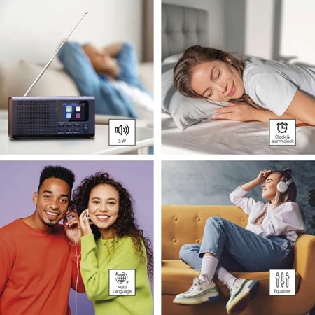 Portable radio EMOS E0090 with Bluetooth, DAB/ DAB+/ FM, black