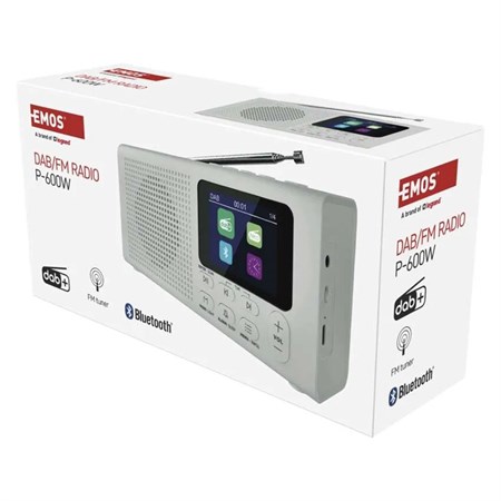Portable radio EMOS E0091 with Bluetooth, DAB/ DAB+/ FM, white