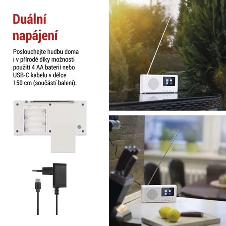 Portable radio EMOS E0091 with Bluetooth, DAB/ DAB+/ FM, white