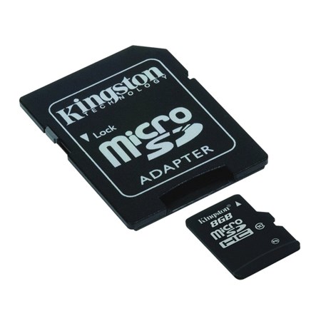 Karta paměťová KINGSTON Micro SDHC 8GB Class 10 + adaptér