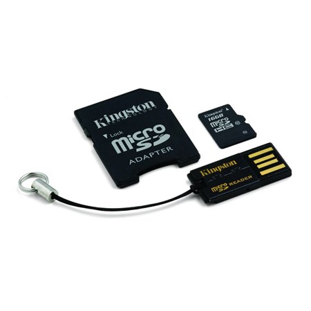 Karta paměťová KINGSTON MICRO SDHC 16GB CLASS 10 + adaptér a čtečka MBLY10G2/16GB