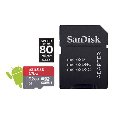 Memory Card SANDISK SDSQUAR-032G-GN6MA micro SDHC 32GB CL10 with adapter