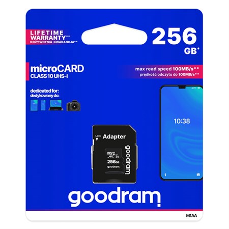 Memory card with adapter GOODRAM micro SD 256 GB