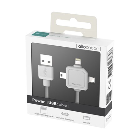 Káíbel ALLOCACOC USB 3v1 0,8m White