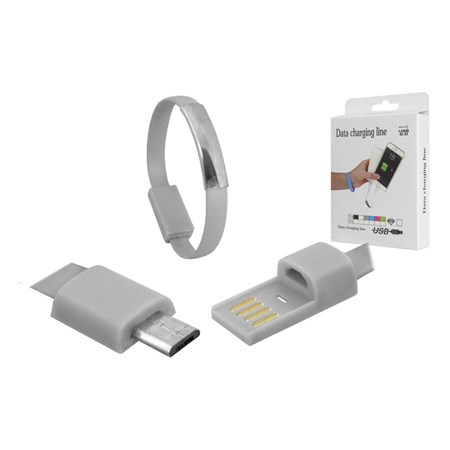 Náramok USB - Micro USB univerzálny šedý