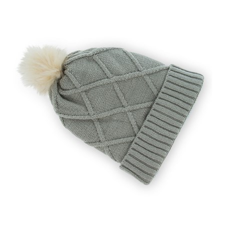 Cap winter with headphones FOREVER with pompon gray