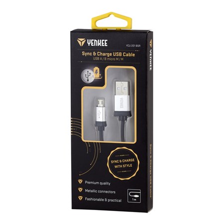 Cable YENKEE YCU 201 BSR USB/Micro USB 1m black/silver