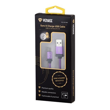 Kabel YENKEE YCU 202 BPE USB/Micro USB 2m fialový