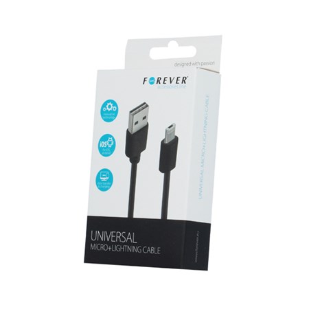 Cable USB - Micro USB / Lightning black 1m FOREVER