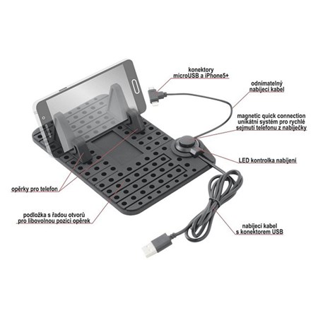 Phone holder with washer and cable micro USB COMPASS 06259