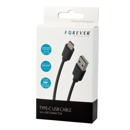 Cable FOREVER USB/USB-C 1m Black