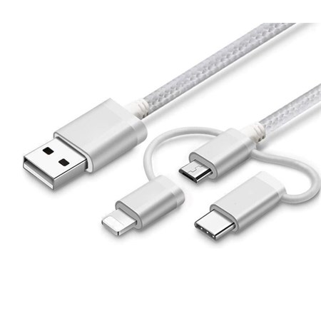 Kábel USB - LIGHTNING / Micro USB / USB C-TYPE šedý 1m CPA