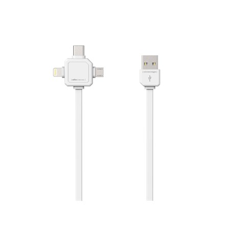 Cable ALLOCACOC USB/Micro USB/USB C-TYPE/Lightning 0,8m White