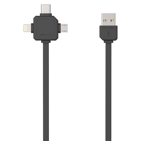 Kabel ALLOCACOC USB/Micro USB/USB C-TYPE/Lightning šedý