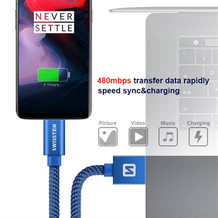 Kabel SWISSTEN 71522208 USB/Micro USB 1,2m Blue