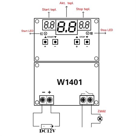 Digital thermostat W1401, -9 to 99 ° C