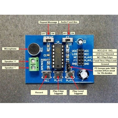 Hlasový záznamník s ISD1820 - modul pre záznam zvuku