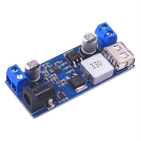 Napájecí modul, step-down měnič 12-24V na 5V/5A, USB+svorkovnice