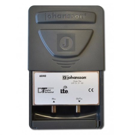 Anténny filter Johansson 6040C48, na stožiar, filter 5G, LTE, pásm.priepust 470 až 694MHz +DC