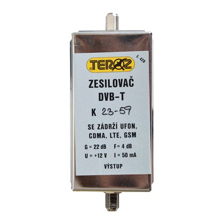 Antenna amplifier Teroz 428X ch.21 to ch.48 with filter 5G LTE+GSM+UFON+CDMA, F-F