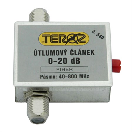 Anténny útlmový článok TEROZ č.540 s reguláciou 0-20 dB pre UHF pásmo, F konektor