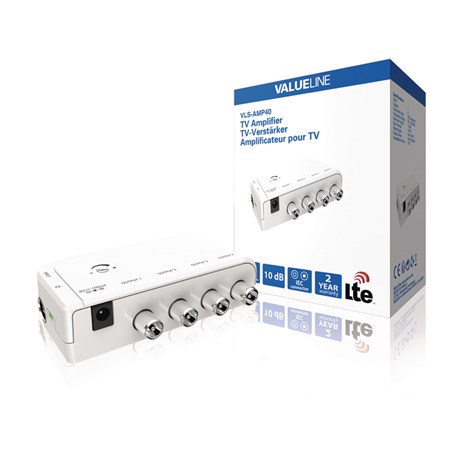 Zesilovač TV signálu domovní 10 dB, 4 výstupy VALUELINE VLS-AMP40