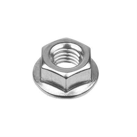 Hexagonal nut with stainless steel M10 collar, toothed