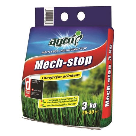 Hnojivo trávníkové AGRO Mech Stop 3kg - rozbaleno - natržený originální obal, minimální úbytek
