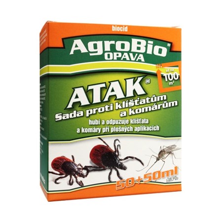 Sada proti klíšťatům a komárům AGROBIO Atak 100ml - rozbaleno - pouze 1x lahvička 50ml