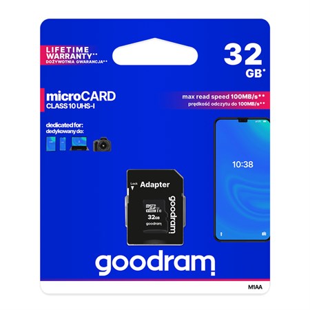 Karta paměťová GOODRAM micro SD 32 GB s adaptérem - rozbaleno - poškozený obal