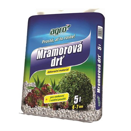 Mramorová drť AGRO 4-7mm 5l - rozbaleno - cca 1l vysypaný