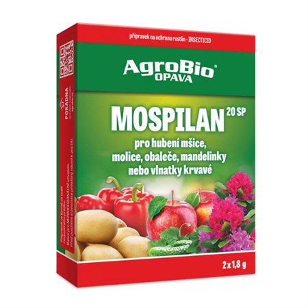 Přípravek proti mšicím a molicím AGROBIO Mospilan 20 SP 2x1,8g - rozbaleno - natržený papírový obal