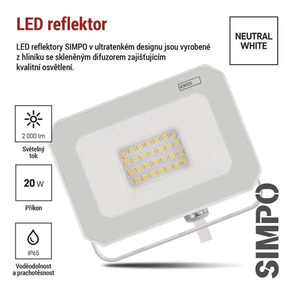 LED reflektor EMOS ZS2223W Simpo 20W - 4
